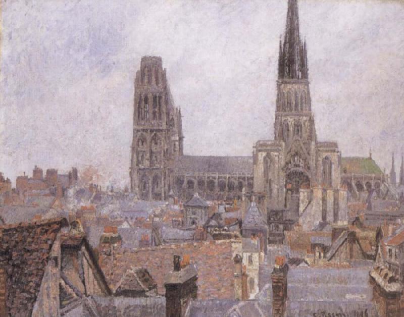 Camille Pissarro The Roofs of Old Rouen,Gray Weather